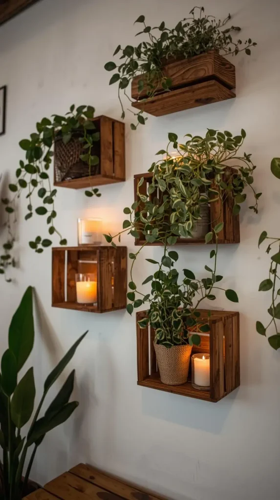 20 Dollar Tree DIY Home Decor Ideas | Creative & Budget-Friendly Crafts 9 Rustic Wooden Crate Shelves