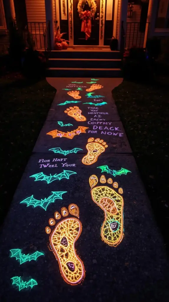 27 Best Halloween Home Decor Outdoor DIY Ideas for 2025 9 Stenciled Sidewalk Shadows