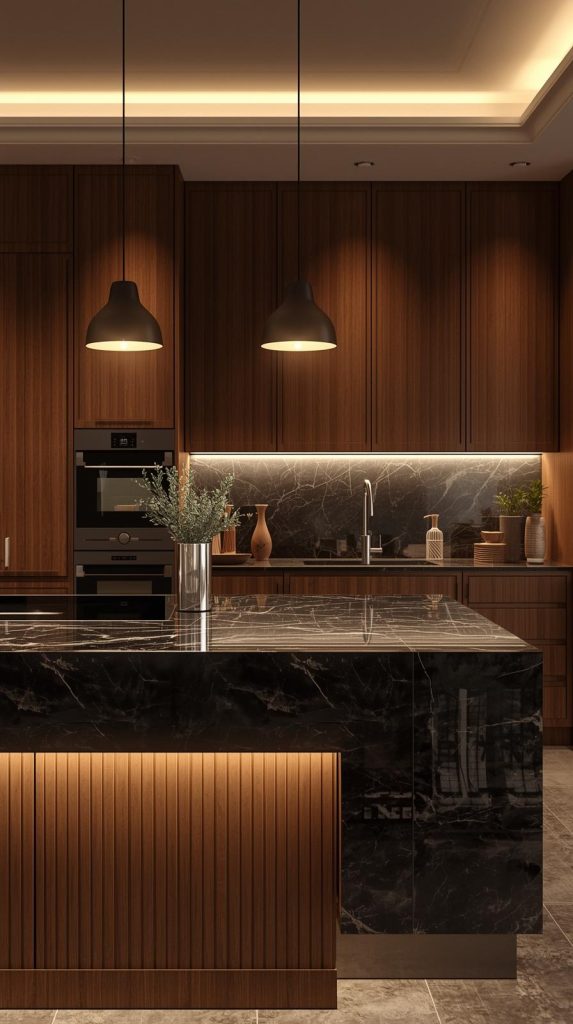 20 Dark Home Decor Ideas with Natural Materials for a Cozy & Stylish Home 10 Black Marble Countertops