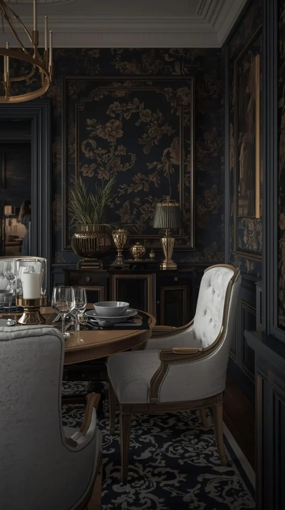 30 Dark Home Decor Ideas for a Bold & Modern Aesthetic 10 Dark Wallpaper with Subtle Patterns