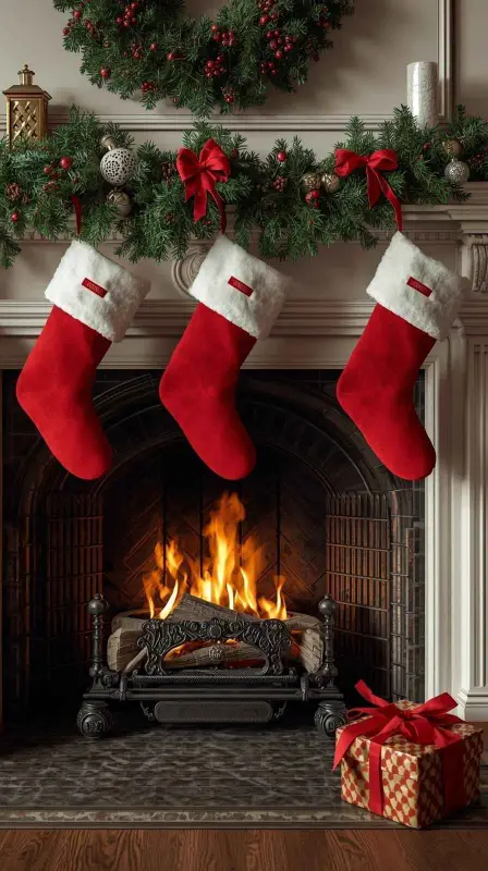 25 Traditional Christmas Home Decor Ideas for a Timeless Holiday Look 10 Stockings by the Fireplace