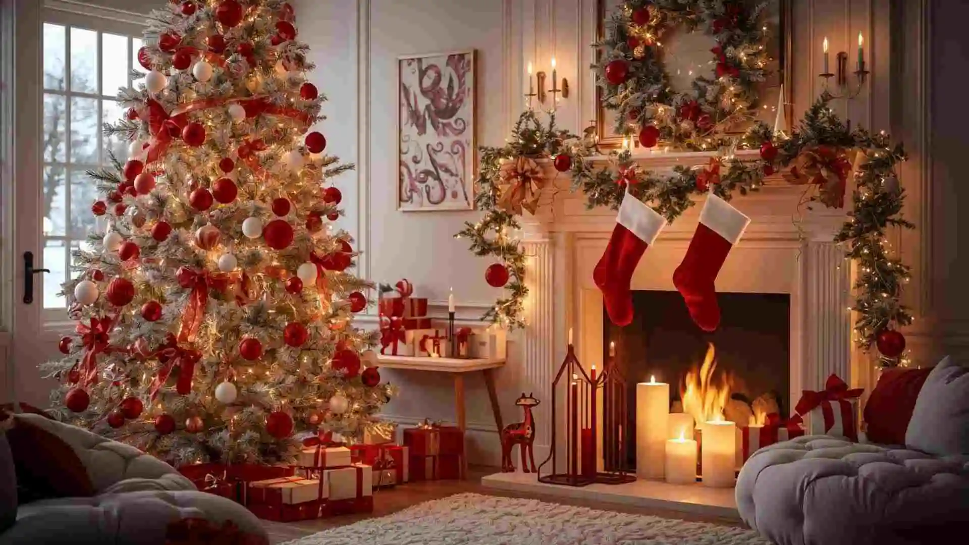 Red and White Christmas Home Decoration