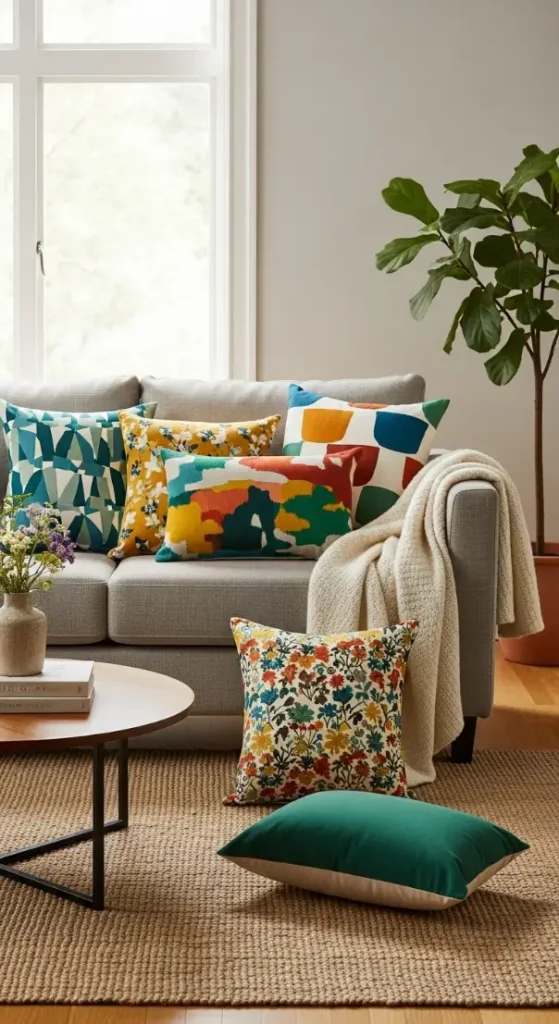 Add Bright Colors with Accent Pillows