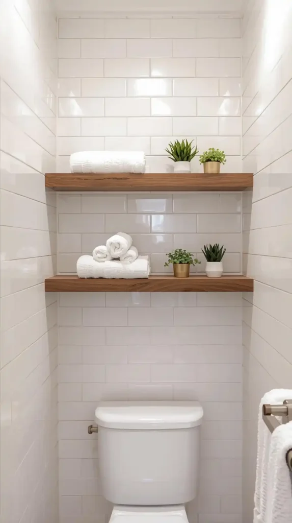 20 Small Apartment Decorating Bathroom Ideas for a Stylish 2025 Refresh 2 Add Floating Shelves