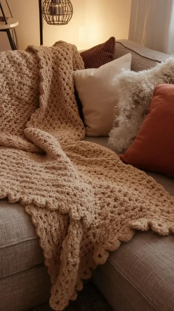 Crochet Throw Blankets on the Sofa