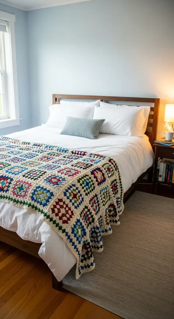 22 Crochet Home Decor Ideas Bedrooms to Make Them Cozy and Stylish 2 Crochet throw blankets on the bed for warmth