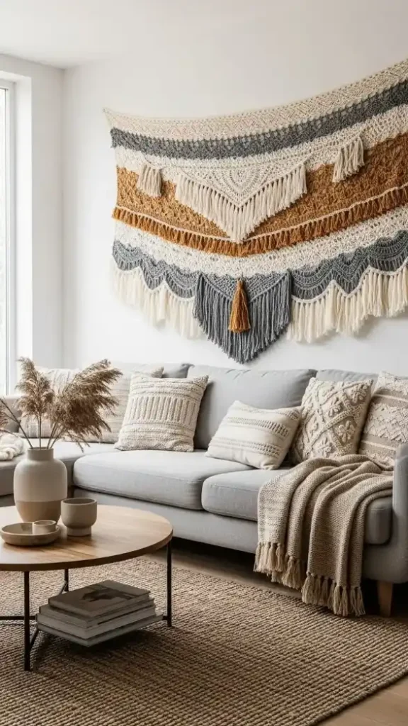 23 Crochet Home Decor Ideas Wall Art to Beautify Your Living Space 2 Large Crochet Wall Hangings for Living Room Focal Points