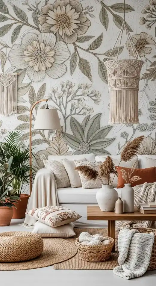 18 Crochet Home Decor Boho Ideas for Cozy and Stylish Spaces 2 Wall Hangings with Floral Textures