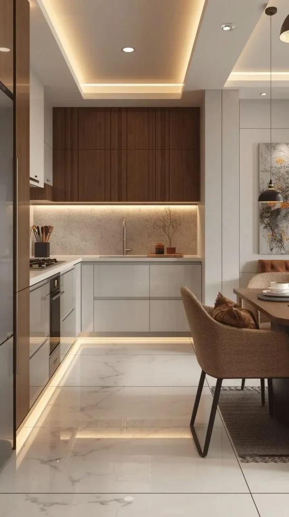 Glossy White Tiles for Kitchen and Living Space