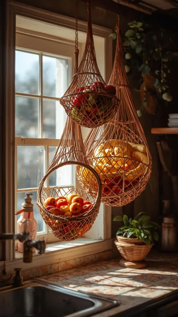 Hanging Fruit Baskets for Counter-Free Storage