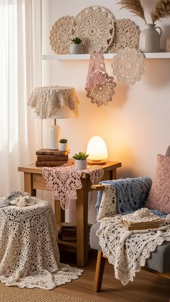 21 Easy Crochet Home Decor Ideas for Cozy and Stylish Interiors 11 Quick Crochet Doilies for Side Tables and Shelves