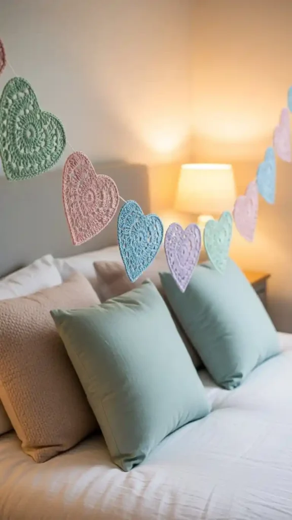 21 Cute Crochet Home Decor Ideas for Cozy Handmade Spaces 12 Crochet Heart Garlands