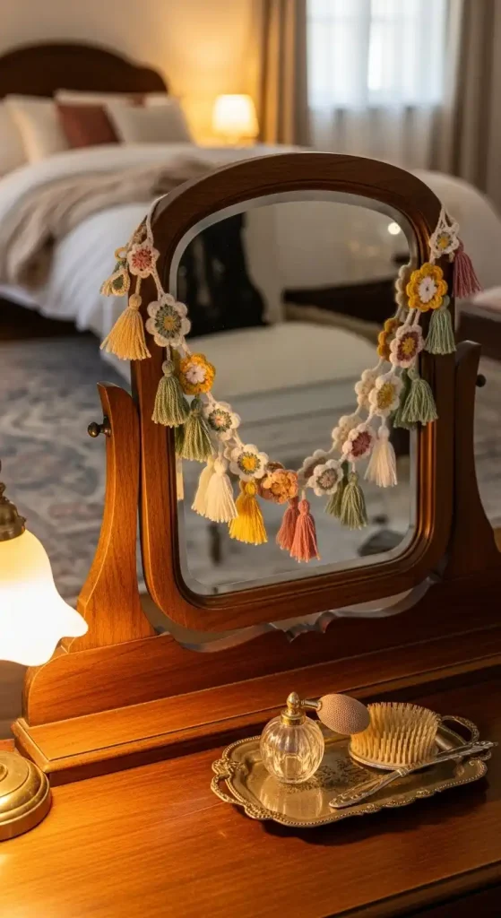 22 Crochet Home Decor Ideas Bedrooms to Make Them Cozy and Stylish 13 Crochet bunting or garlands across walls or mirrors