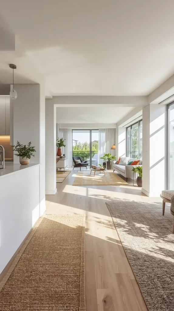 20 Living Room Kitchen Open Concept Small Apartment Decor | Stylish Ideas for Seamless Flow 13 Use Rugs to Define Each Zone