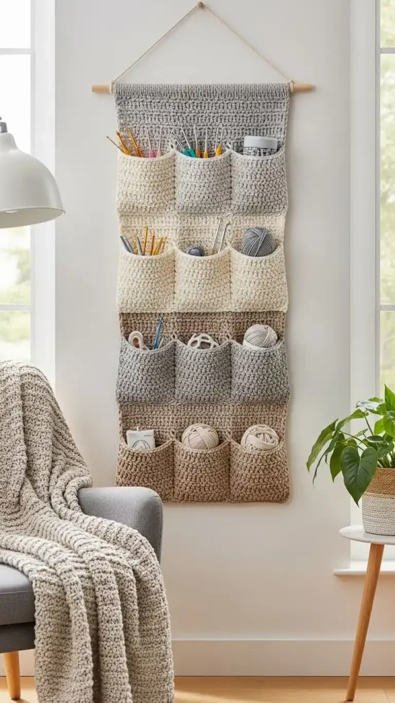 22 Crochet Home Decor Patterns with Minimalist Style 14 Hanging Crochet Organizers