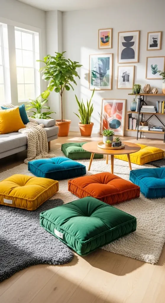  Add Colorful Floor Cushions