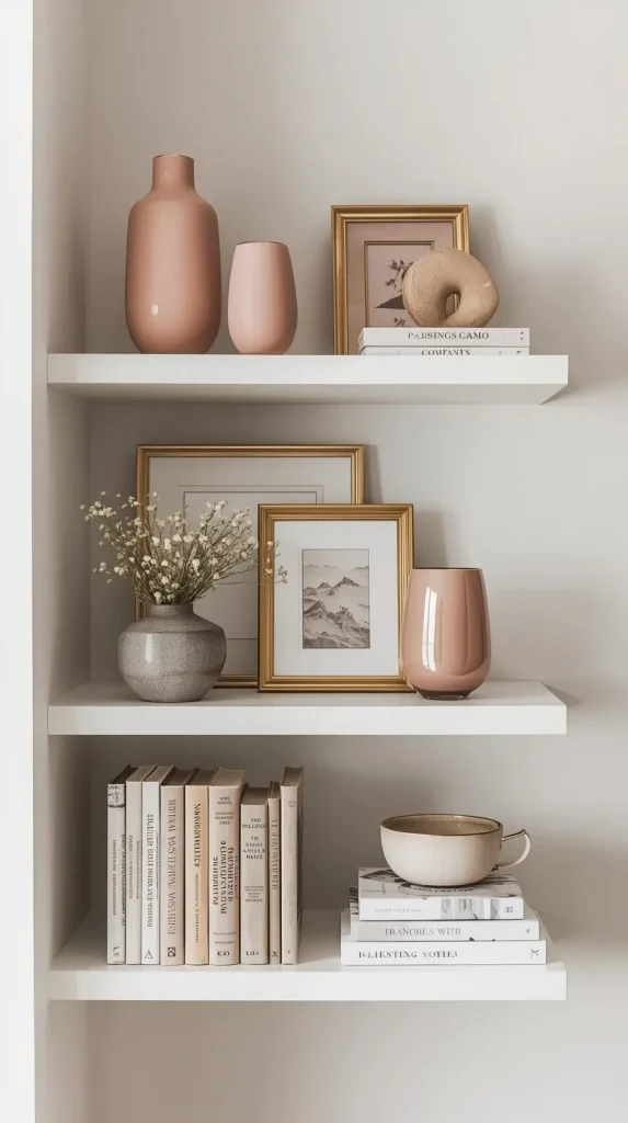 Decorate Shelves with Pink Accents