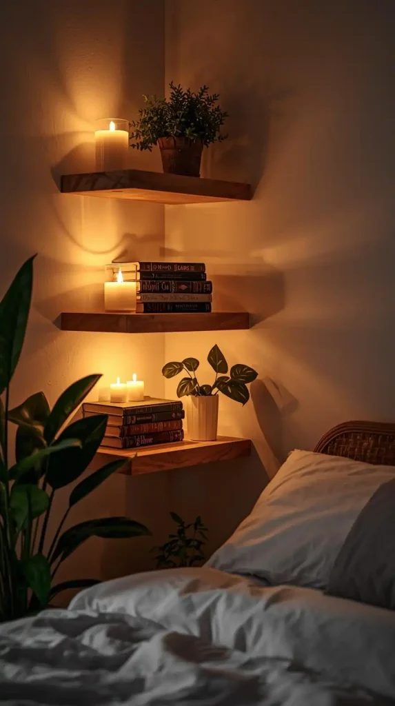 23 Small Apartment Decorating Cozy Bedroom Designs | Dreamy Ideas for a Warm and Relaxing Retreat 15 Install Floating Shelves for Style and Storage