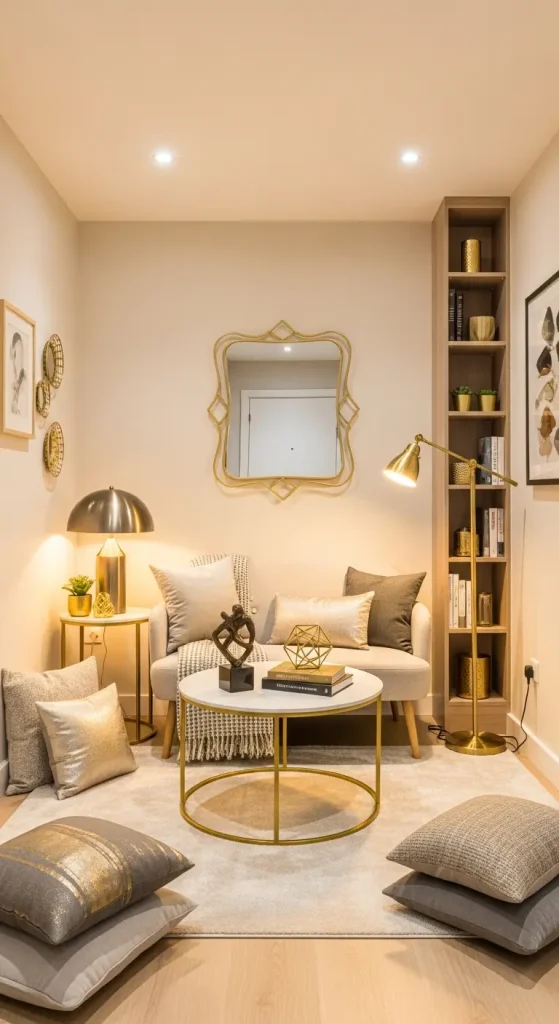 20 Home Decor Ideas Living Room Cozy Small Spaces Inspiration 15 Warm Metallic Accents