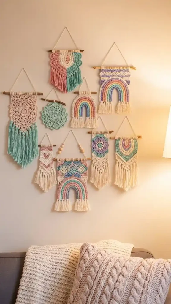 19 Crochet Home Decor Wall Hanging Ideas to Beautify Your Walls 16 Mini Crochet Wall Hangings for Gallery Walls