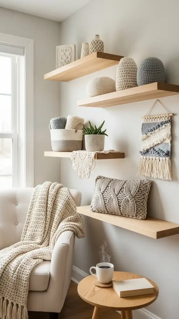 22 Aesthetic Crochet Home Decor Ideas to Style Your Living Space Beautifully 17 Crochet Shelf Decor Pieces for Minimalist Interior
