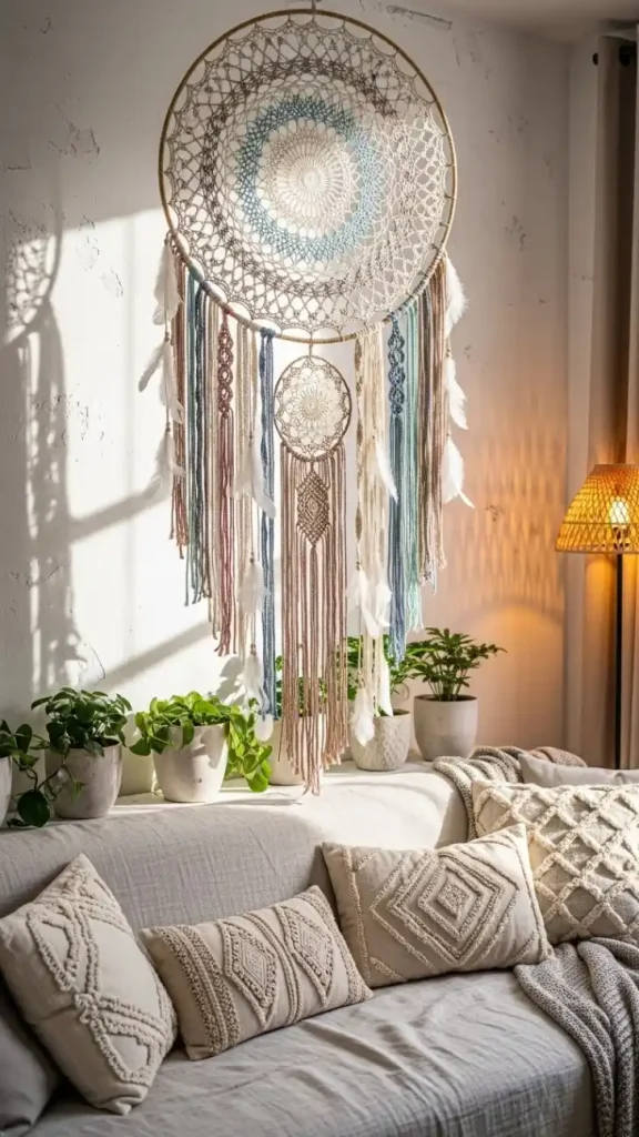 22 Aesthetic Crochet Home Decor Ideas to Style Your Living Space Beautifully 18 Crochet Dreamcatchers for Boho Living Room