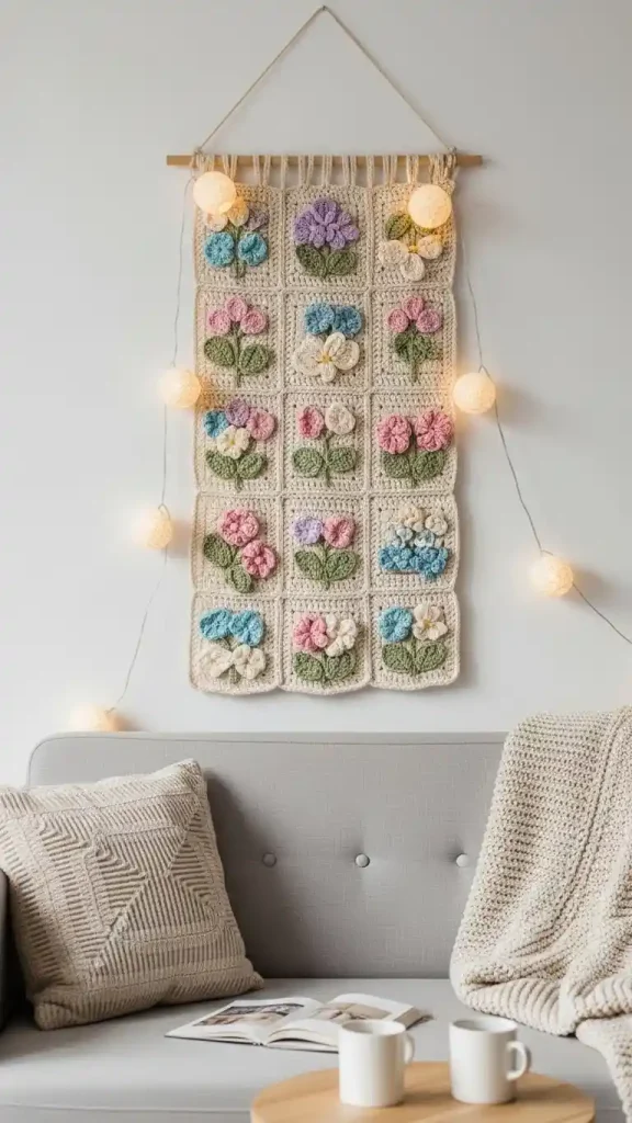 19 Crochet Home Decor Wall Hanging Ideas to Beautify Your Walls 18 Crochet Seasonal Wall Hanging:Christmas, Spring