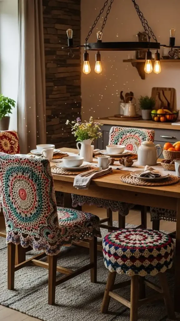 22 Crochet Home Decor Patterns with Minimalist Style 18 Crochet Stool & Chair Covers