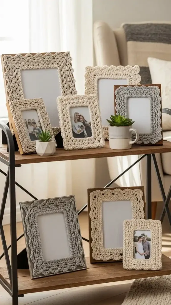 22 Aesthetic Crochet Home Decor Ideas to Style Your Living Space Beautifully 20 Crochet Photo Frame Borders for Handmade Touch