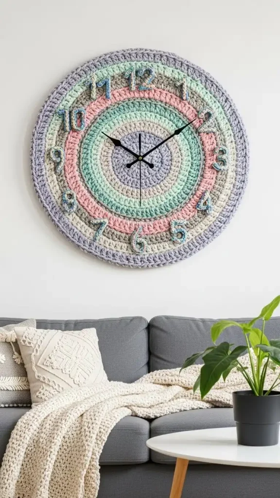 23 Crochet Home Decor Ideas Wall Art to Beautify Your Living Space 20 Crochet Wall Clocks with Handmade Accents