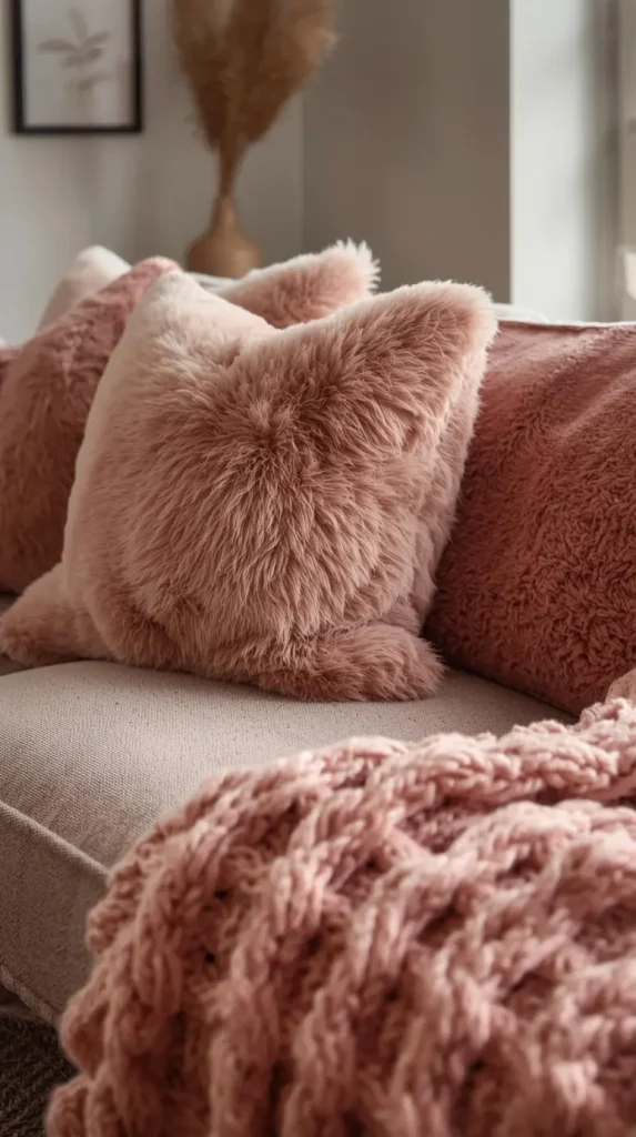 Add Pink Accent Pillows and Throws