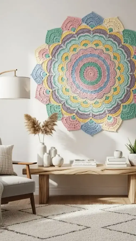 23 Crochet Home Decor Ideas Wall Art to Beautify Your Living Space 3 Crochet Mandala Wall Art for Boho Vibes