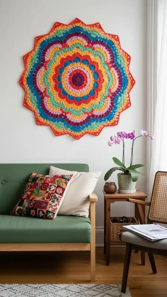 19 Crochet Home Decor Wall Hanging Ideas to Beautify Your Walls 3 Crochet Mandala Wall Art for Living Rooms