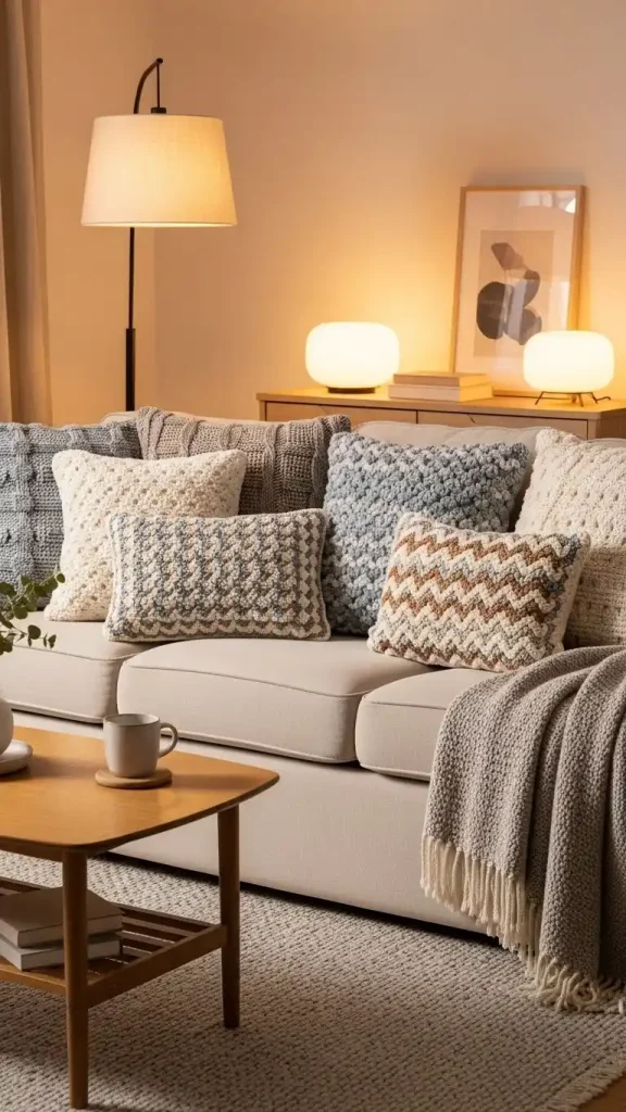 22 Crochet Home Decor Patterns with Minimalist Style 3 Textured Cushion Covers
