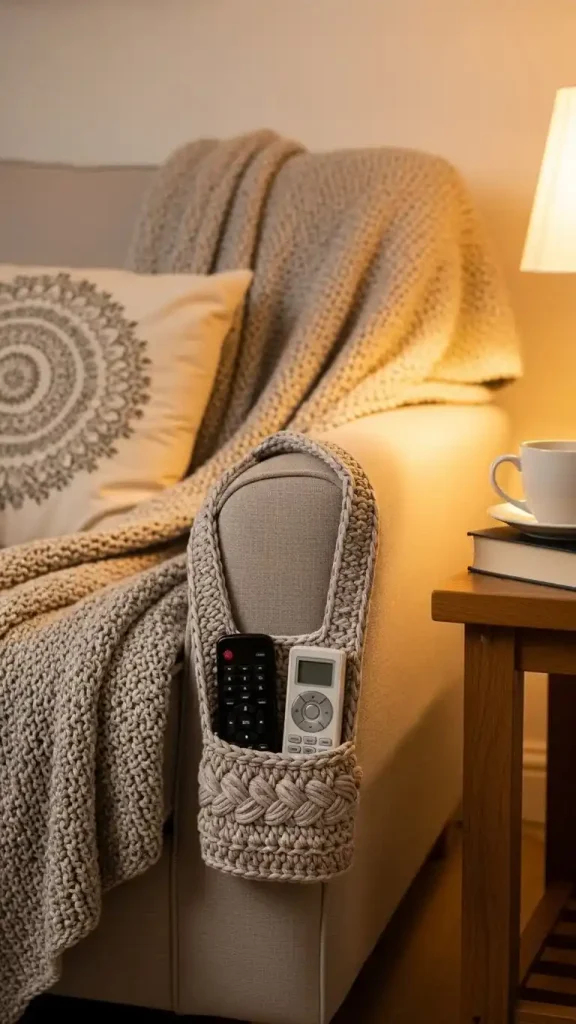 22 Aesthetic Crochet Home Decor Ideas to Style Your Living Space Beautifully 21 Crochet Remote Holders for Functional Decor