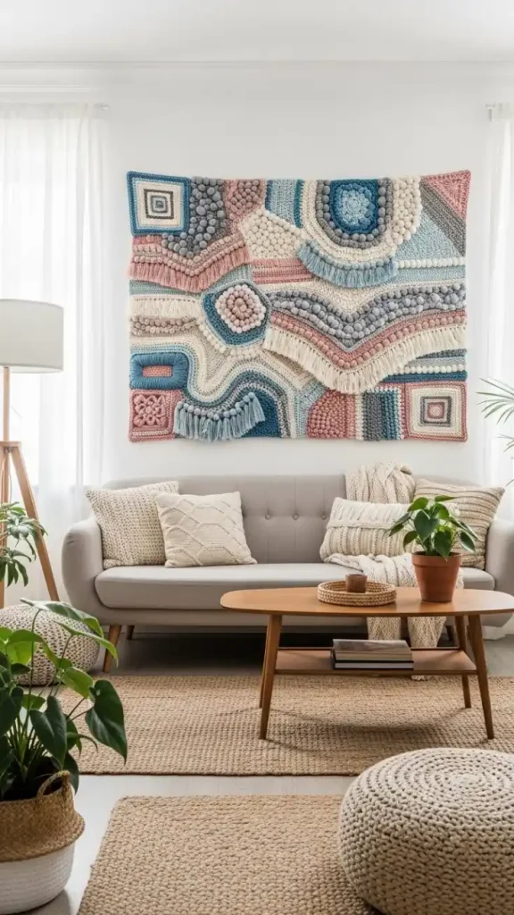 21 Easy Crochet Home Decor Ideas for Cozy and Stylish Interiors 21 Simple Crochet Wall Art for Living Room Walls