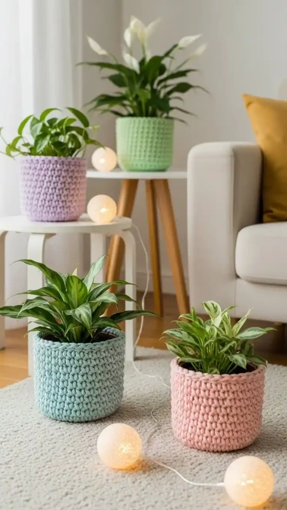 21 Cute Crochet Home Decor Ideas for Cozy Handmade Spaces 4 Crochet Plant Pot Covers