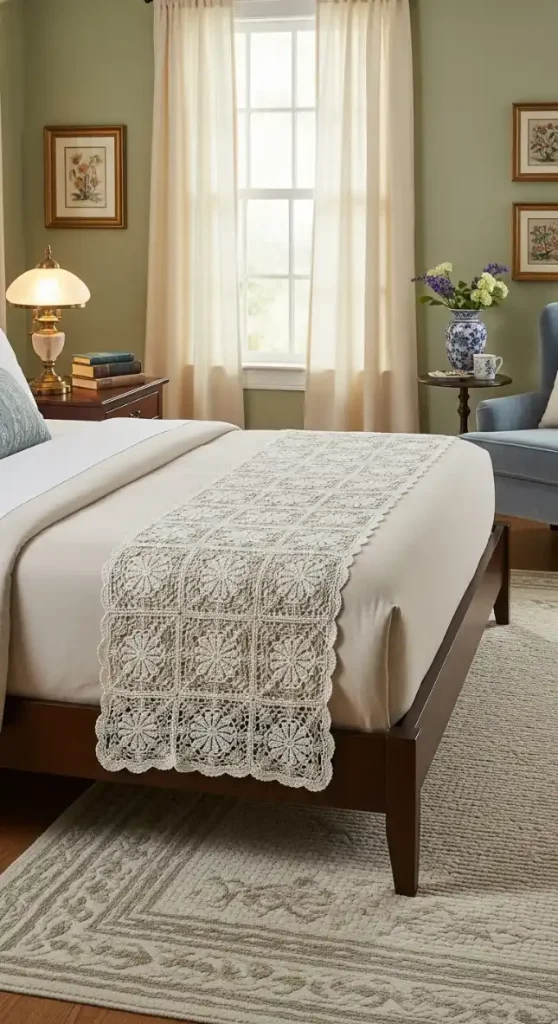 22 Crochet Home Decor Ideas Bedrooms to Make Them Cozy and Stylish 4 Crochet bed runners for a cozy finishing touch