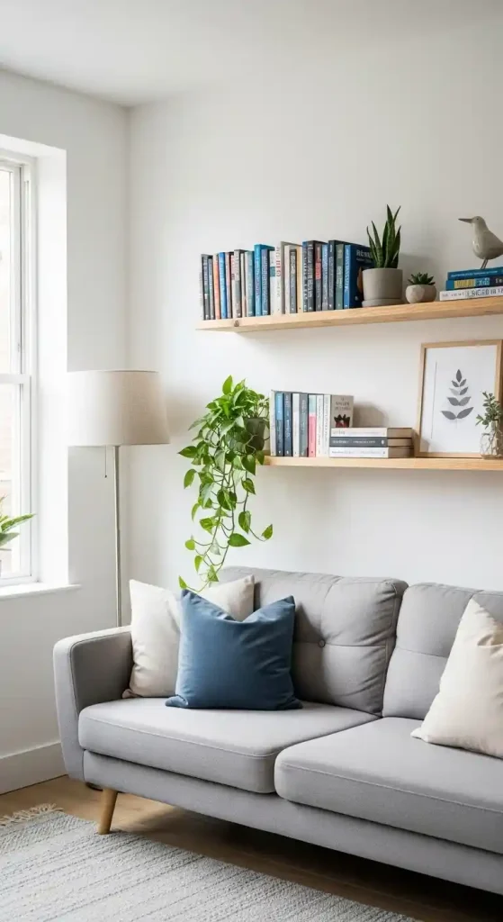 20 Home Decor Ideas Living Room on a Budget Kitchens Small Spaces | Stylish 4 Floating Shelves for Storage