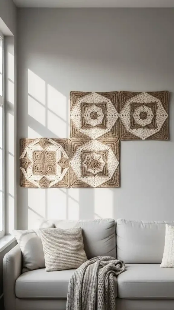 19 Crochet Home Decor Wall Hanging Ideas to Beautify Your Walls 4 Geometric Crochet Wall Panels for Modern Walls