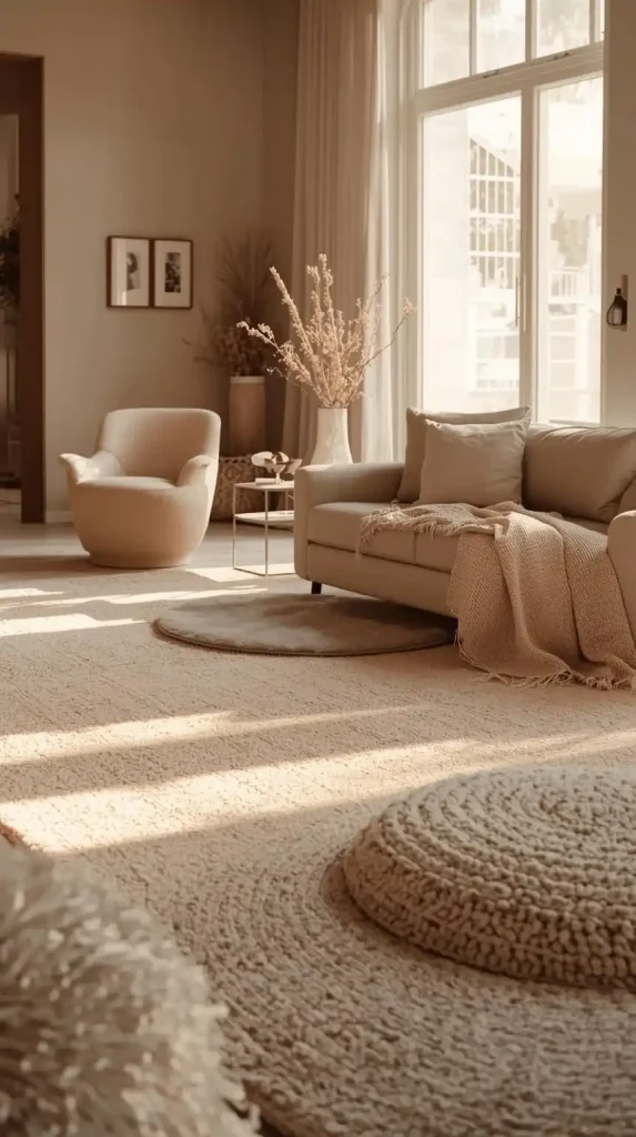 22 Beautiful Home Decor Ideas Living Room Modern Cozy for a Warm & Stylish Space 4 Layered Rugs for Warmth