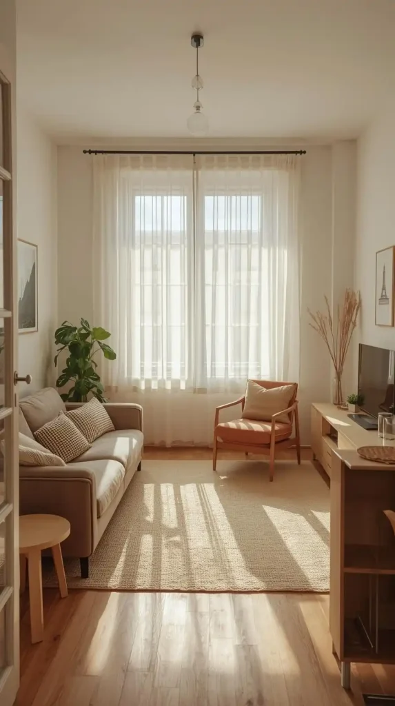18 Super Small Apartment Decorating | Space-Saving & Stylish Ideas 4 Maximize Natural Light with Sheer Curtains