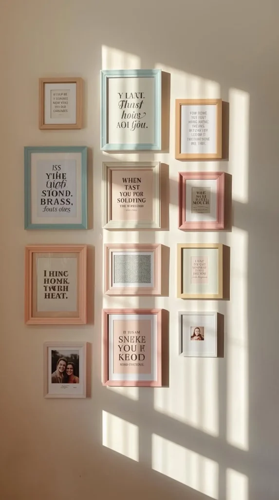 19 Cute Small Apartment Decor | Turn Your Tiny Space into a Dreamy Haven 5 Create a Mini Gallery Wall with Playful Art Prints