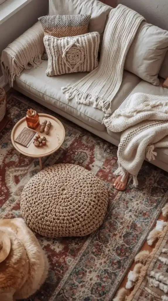 Crochet Poufs and Ottomans for Extra Seating