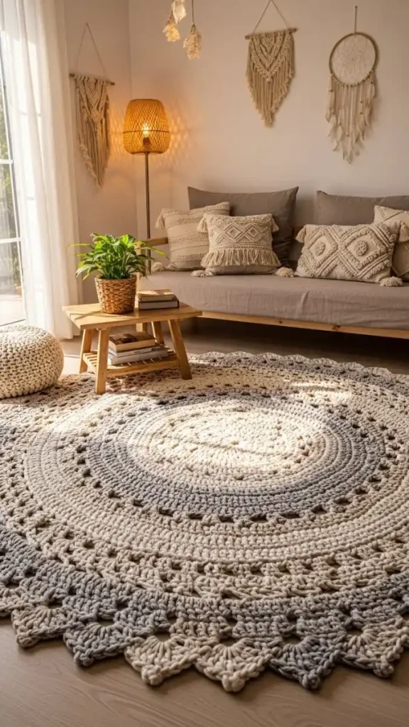 22 Aesthetic Crochet Home Decor Ideas to Style Your Living Space Beautifully 5 Handmade Crochet Rugs for Aesthetic Floors