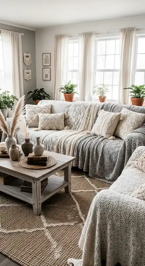 18 Crochet Home Decor Boho Ideas for Cozy and Stylish Spaces 5 Lacy Throw Blankets for Cozy Corners