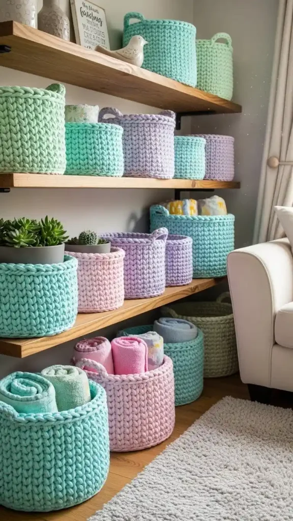 21 Cute Crochet Home Decor Ideas for Cozy Handmade Spaces 7 Crochet Basket Organizers