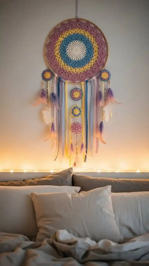 19 Crochet Home Decor Wall Hanging Ideas to Beautify Your Walls 7 Crochet Dreamcatcher Wall Decor