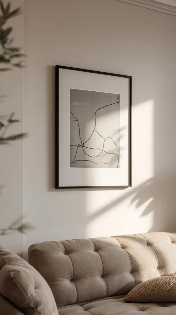 Minimalist Living Room Wall Art in White Frames