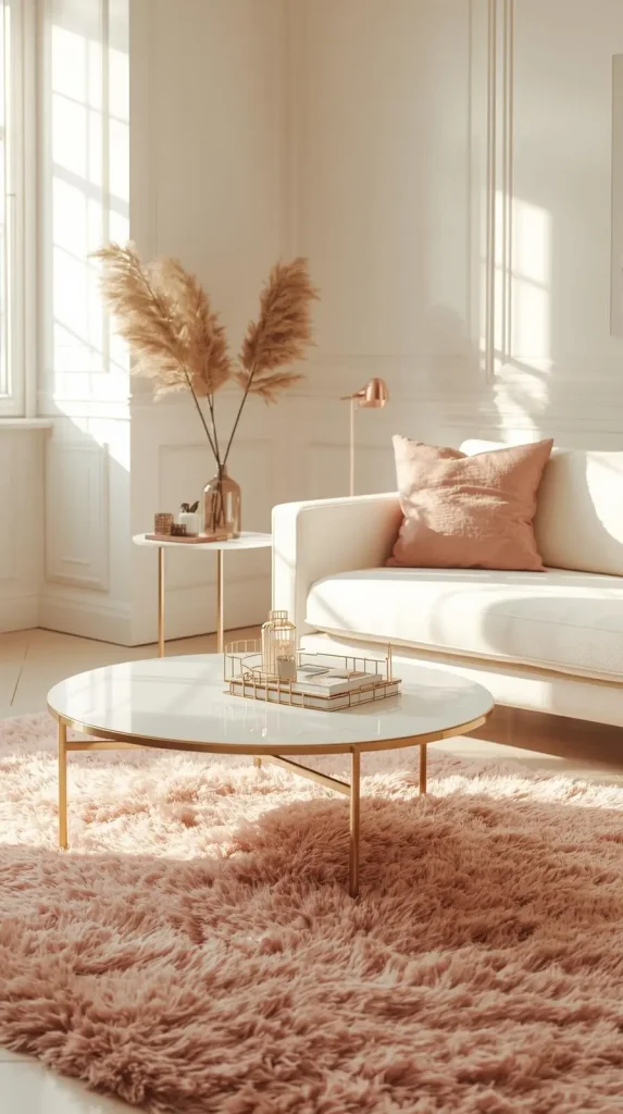 Add a Pink Area Rug to Ground the Space